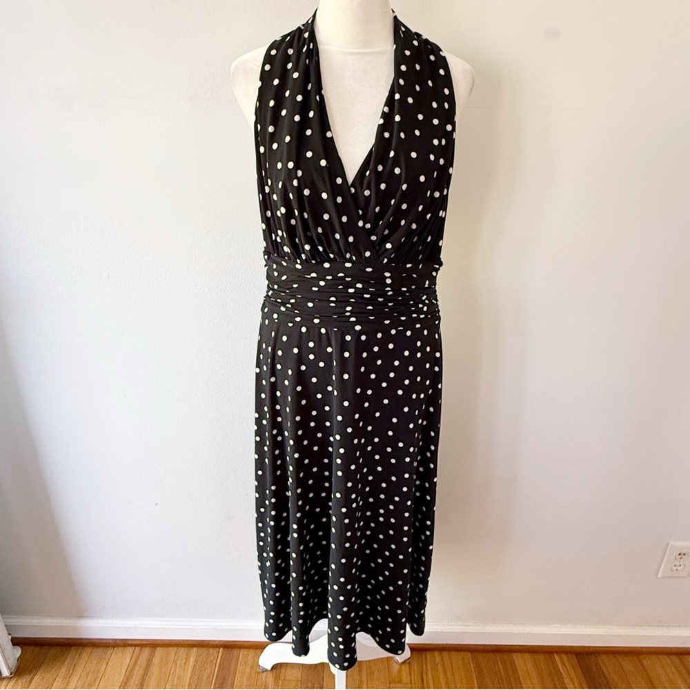 Vintage Women Y2K Polka Dot Halter Dress Size 10‎ Retro Feminine Classic Preppy